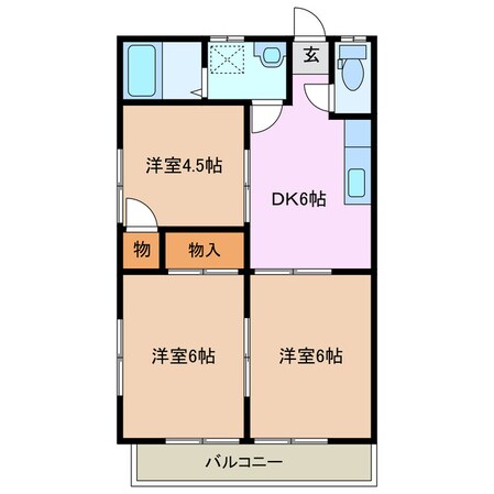 デリラ白塚Ｂの物件間取画像